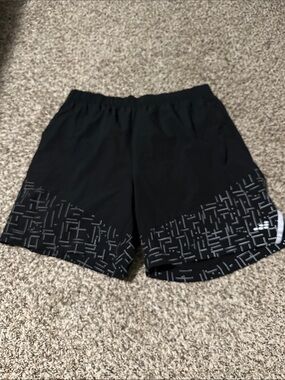 bcg Black Athletic Shorts with Reflective Geometric Trim